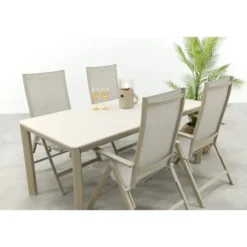Hartman Napoli/Kyra verstelbare tuinset voor 4 personen 180x90 cm. - Latte