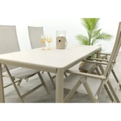 Hartman Napoli/Kyra verstelbare tuinset voor 4 personen 180x90 cm. - Latte