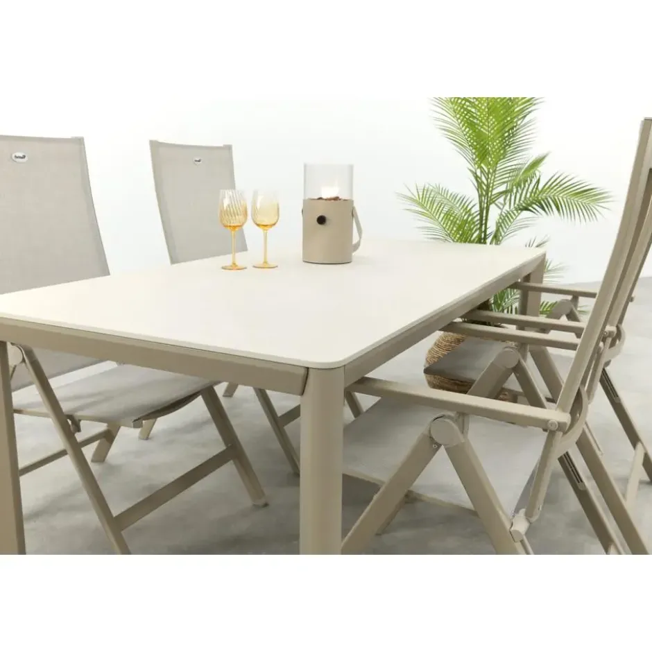 Hartman Napoli/Kyra verstelbare tuinset voor 4 personen 180x90 cm. - Latte
