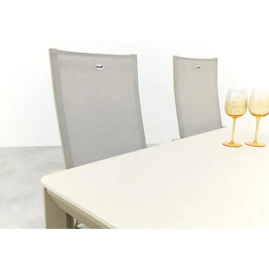 Hartman Napoli/Kyra verstelbare tuinset voor 4 personen 180x90 cm. - Latte
