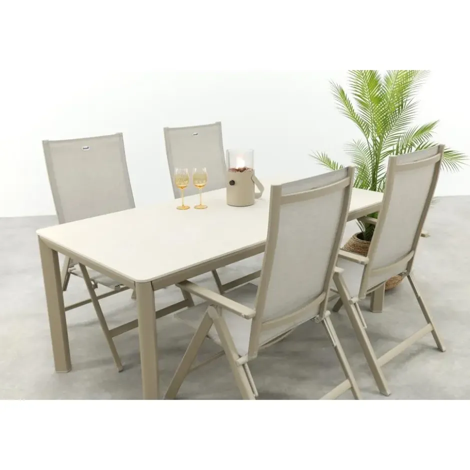 Hartman Napoli/Kyra verstelbare tuinset voor 4 personen 180x90 cm. - Latte