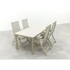 Hartman Napoli/Kyra verstelbare tuinset voor 4 personen 180x90 cm. - Latte