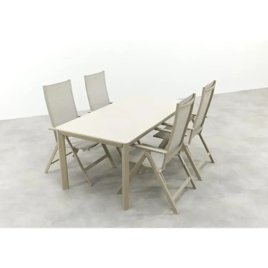 Hartman Napoli/Kyra verstelbare tuinset voor 4 personen 180x90 cm. - Latte
