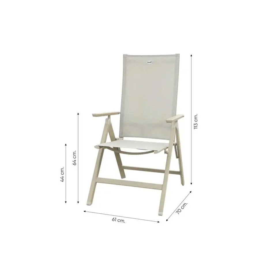 Hartman Napoli/Kyra verstelbare tuinset voor 4 personen 180x90 cm. - Latte