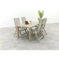 Hartman Napoli/Lena dining tuinset voor 4 personen 160x90 cm. - Latte