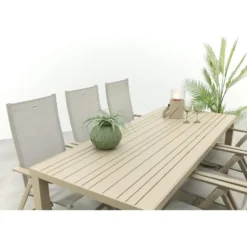 Hartman Napoli/Lena dining tuinset voor 6 personen 210x90 cm. - Latte