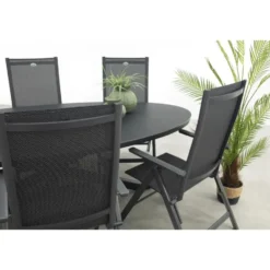 Hartman Napoli/Ventaro verstelbare ovale tuinset 240x115 cm. - Antraciet
