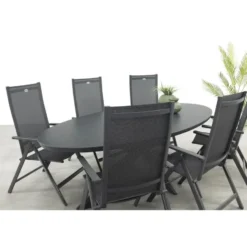 Hartman Napoli/Ventaro verstelbare ovale tuinset 240x115 cm. - Antraciet