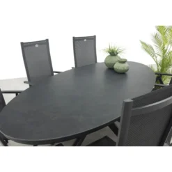 Hartman Napoli/Ventaro verstelbare ovale tuinset 240x115 cm. - Antraciet