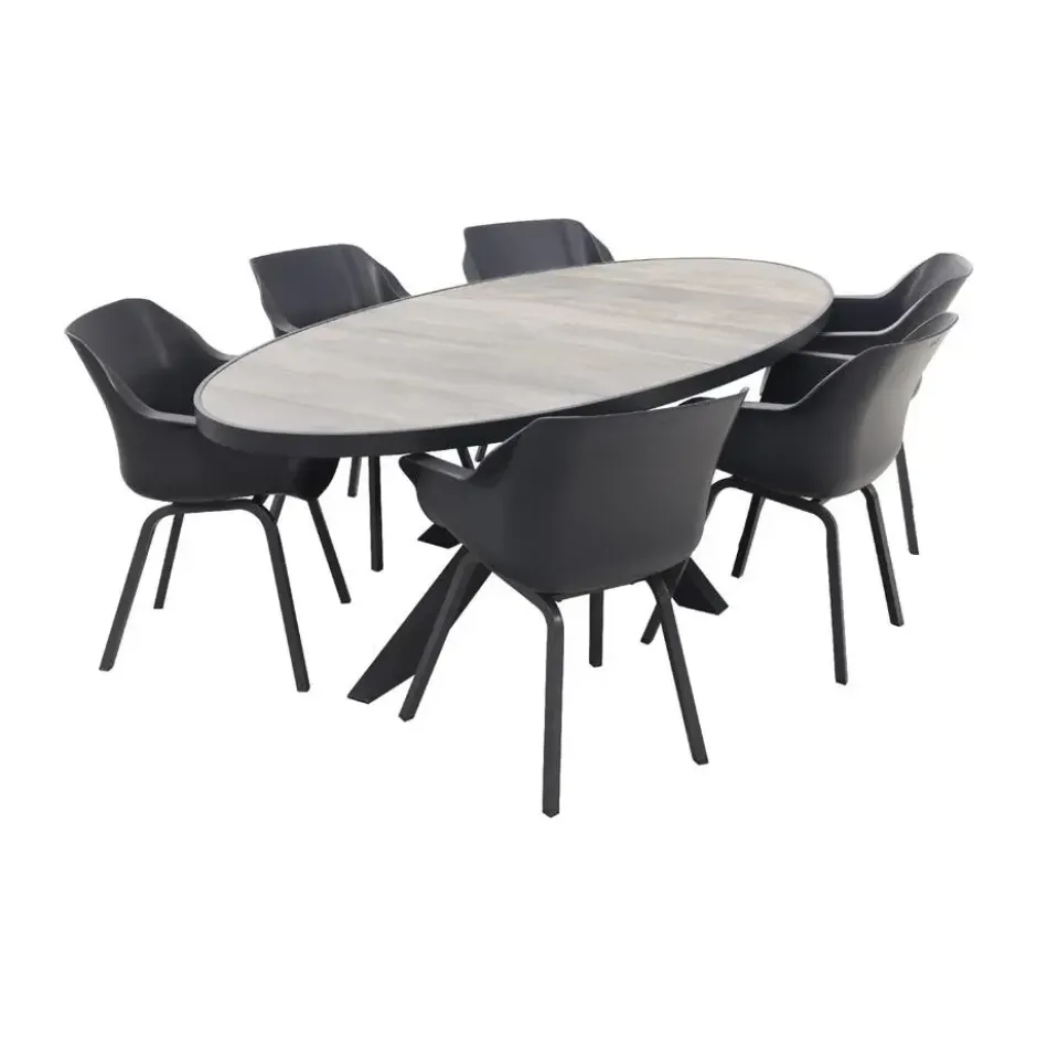 Hartman Sophie/Silva houtlook 240x115 cm. ovale tuinset - 7-delig