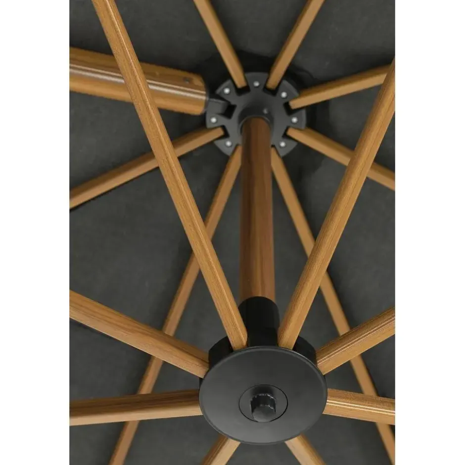Hawaii Big Pole II parasol - 350x350 cm - l. teaklook -royal antraciet