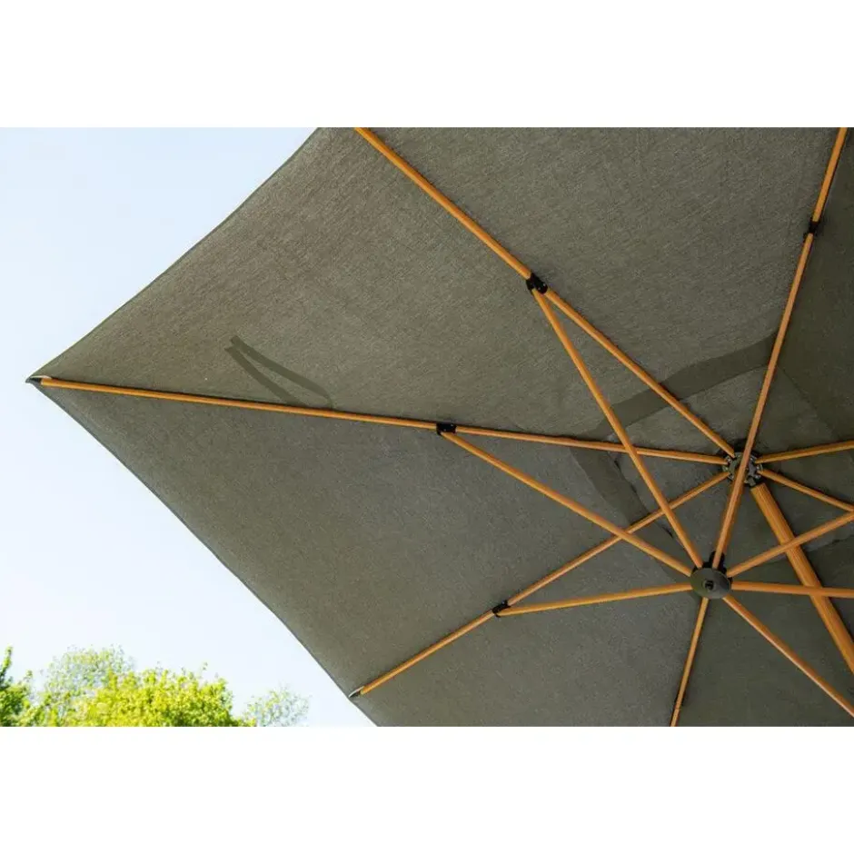 Hawaii Big Pole II parasol - 350x350 cm - l. teaklook -royal antraciet