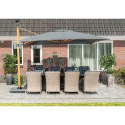 Hawaii Big Pole II parasol - 350x350 cm - l. teaklook -royal antraciet