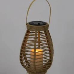 HDF Zonnelantaarn tafellamp - Solar -rotan - 26,5 cm -kaarseffect