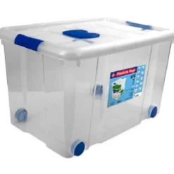 Hega Hogar Opbergbox met deksel/wieltjes - 55L - kunststof