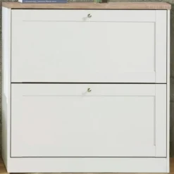 Heide - Schoenenkast met 2 kleppen in wit hout effect