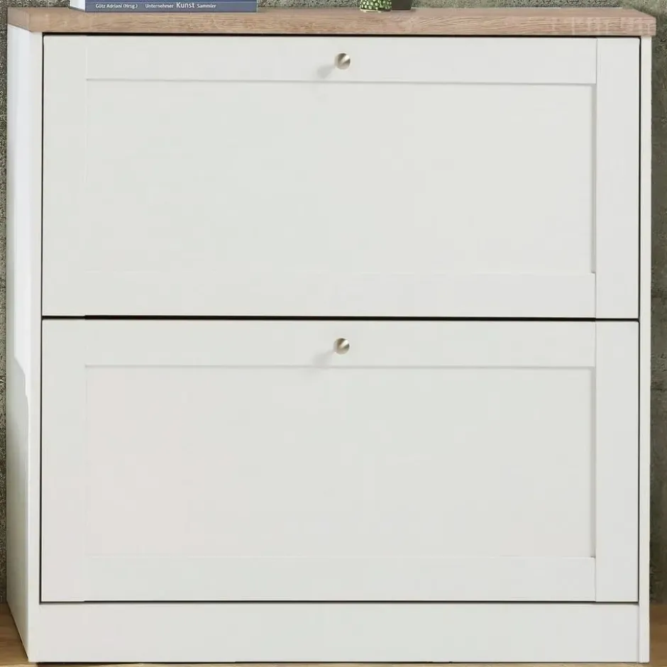 Heide - Schoenenkast met 2 kleppen in wit hout effect