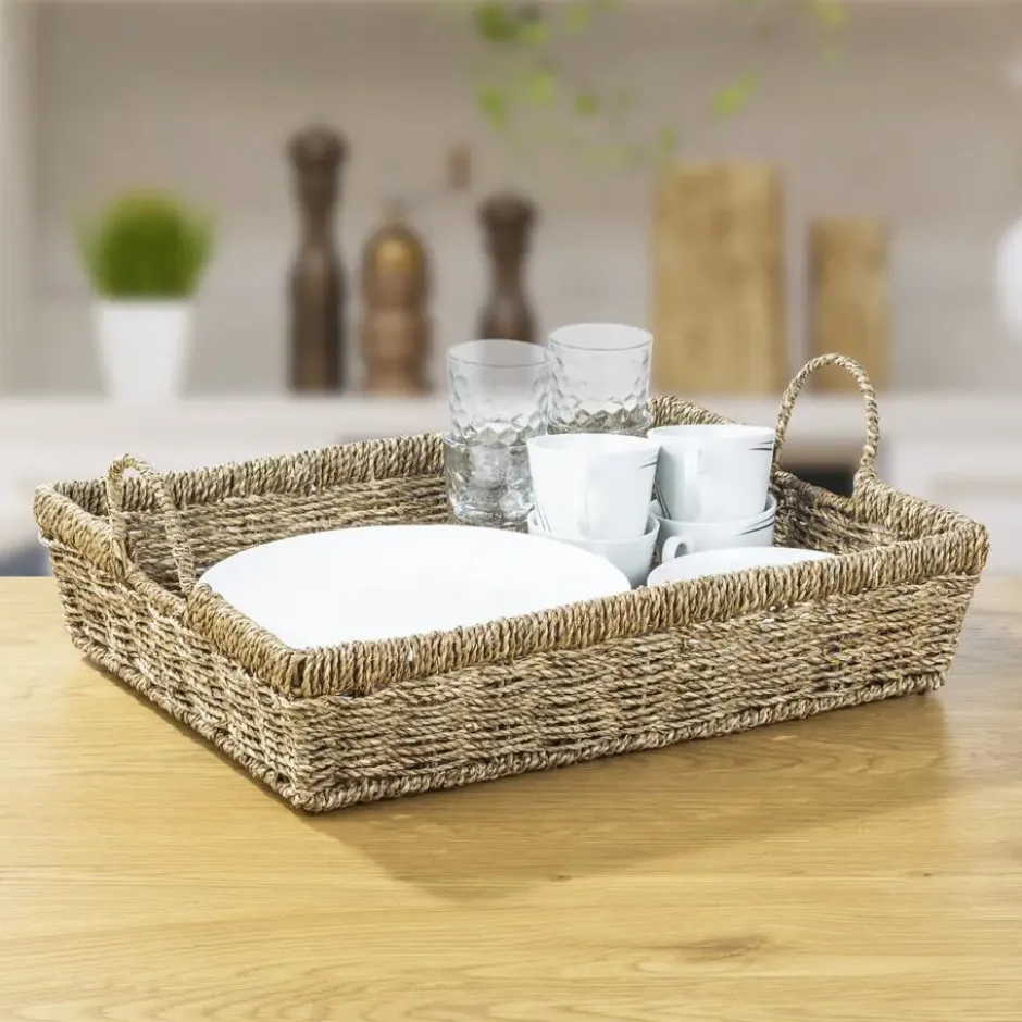 HI dienblad - zeegras - 48 x 36 x 11 cm - beige - opstaande rand