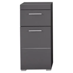 Hioshop AmandaMando badkamerkast 1 deur- 1 lade grijs- grijs hoogglans