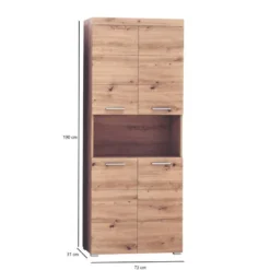 Hioshop AmandaMando kolomkast 4 deuren- 1 open vak eiken decor
