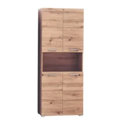 Hioshop AmandaMando kolomkast 4 deuren- 1 open vak eiken decor