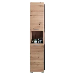 Hioshop AmandaMando kolomkast 2 deuren- 1 open vak eiken decor