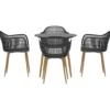 Hioshop Anafi tuinmeubelset tafel 80x80cm 4 stoelen zwart