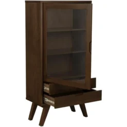 Hioshop Bristol vitrinekast 1 deur 2 lades 2 planken grijs