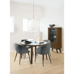 Hioshop Bristol vitrinekast 1 deur 2 lades 2 planken grijs