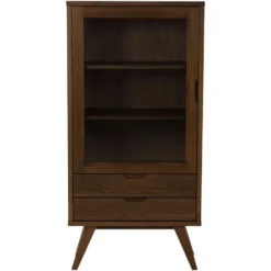 Hioshop Bristol vitrinekast 1 deur 2 lades 2 planken grijs