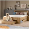 Hioshop Canu bed 140x200cm 3 laden grijs- eik decor