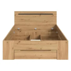 Hioshop Canu bed 140x200cm 3 laden grijs- eik decor