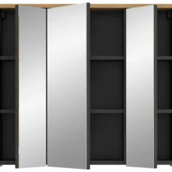 Hioshop Canu spiegelkast 3 spiegeldeuren eiken decor- grijs