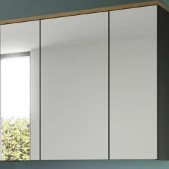Hioshop Canu spiegelkast 3 spiegeldeuren eiken decor- grijs