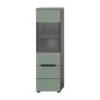Hioshop Canu vitrinekast 1 glasdeur stofgroen- donkergrijs