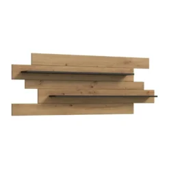 Hioshop Canu wandkast wandplank 2 planken eiken decor- donkergrijs