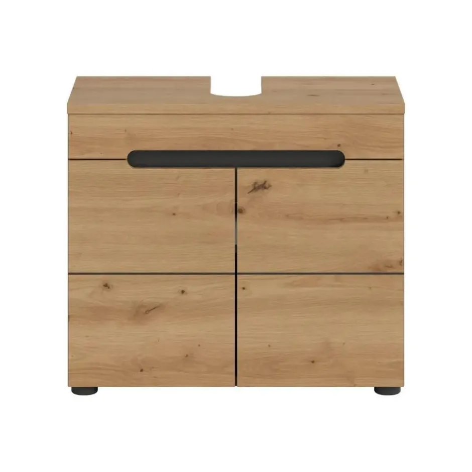Hioshop Canu wastafel 2 deuren eiken decor- grijs
