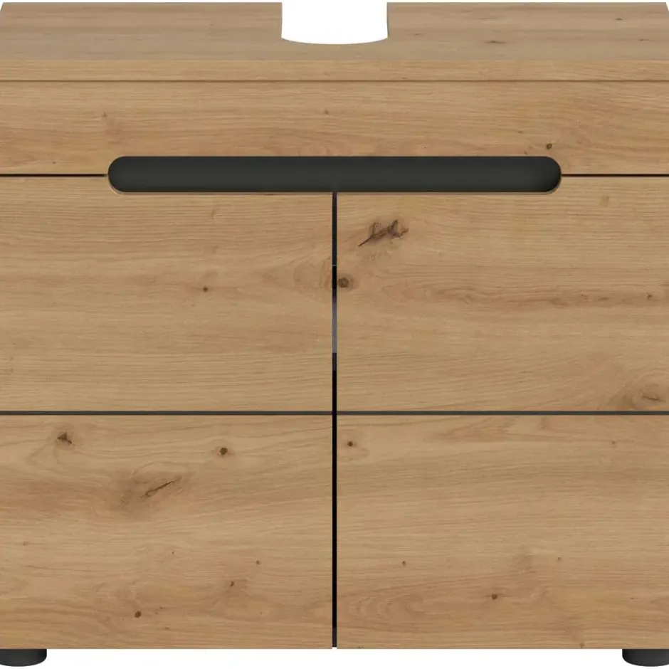 Hioshop Canu wastafel 2 deuren eiken decor- grijs