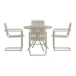 Hioshop Chios tuinmeubelset tafel 90x90cm 4 stoelen beige