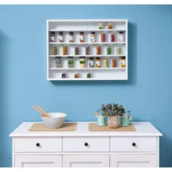 Hioshop Comit vitrinekast voor wandmontage- 2 glazen deuren wit