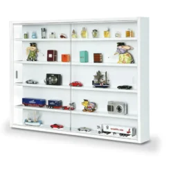 Hioshop Comit vitrinekast voor wandmontage- 2 glazen deuren wit