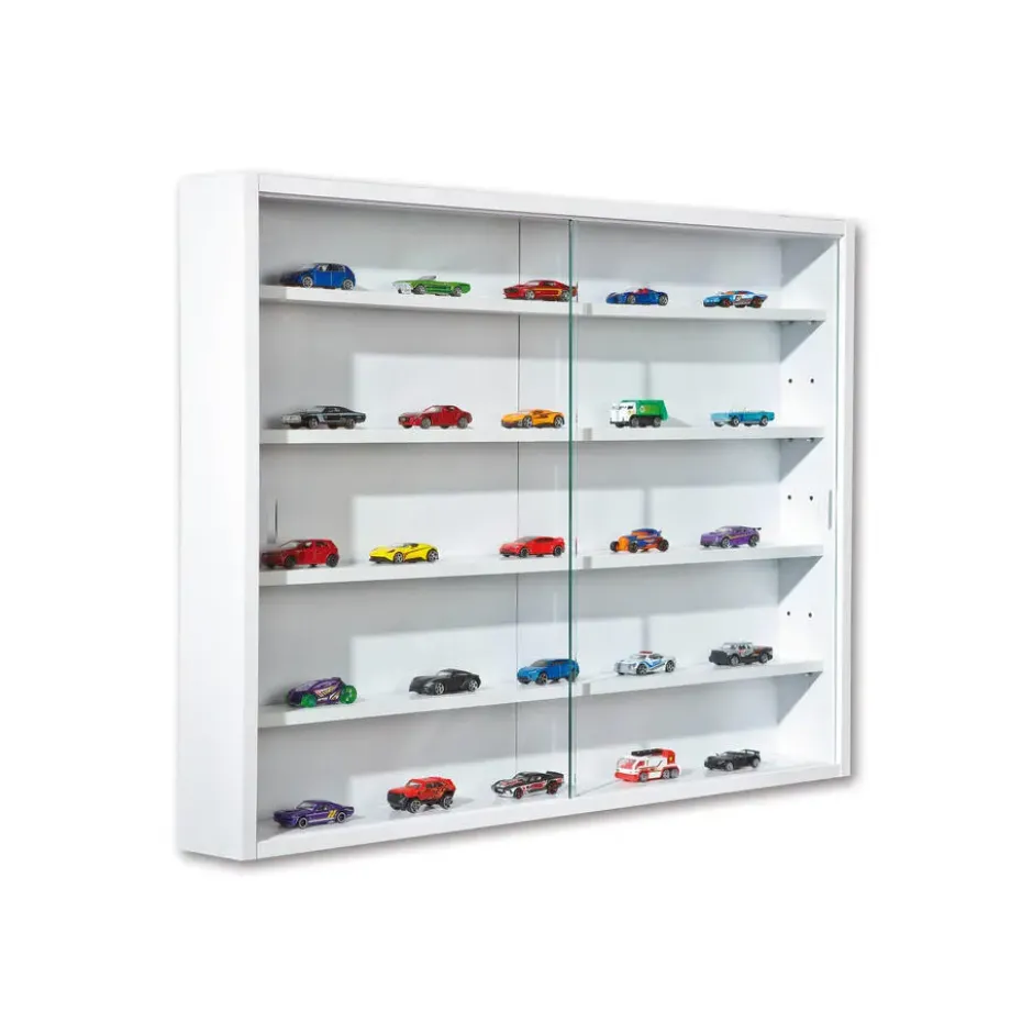 Hioshop Comit vitrinekast voor wandmontage- 2 glazen deuren wit
