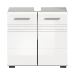 Hioshop Copa wastafel 2 deuren wit hoogglans- lichtgrijs