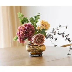 Hioshop Dahlia kunstbloemenboeket hoogte 68cm meerkleurig