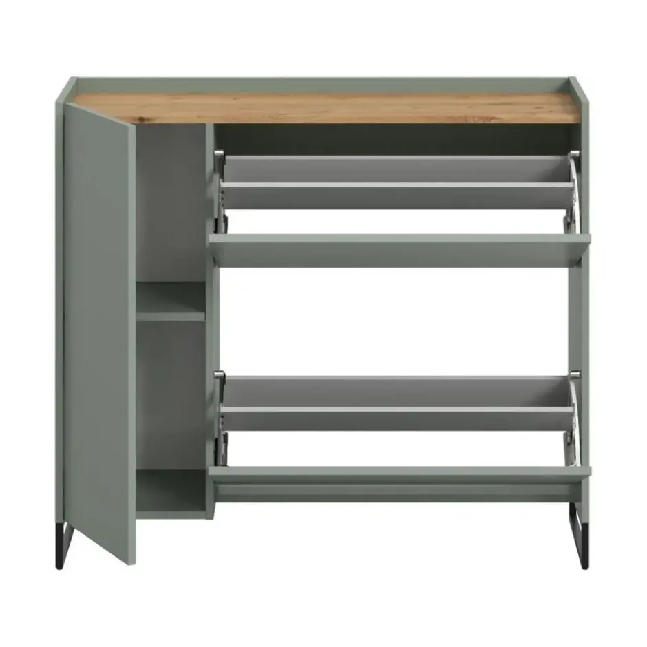 Hioshop Drive schoenenkast 1 deur- 2 vouwdeuren salvie decor
