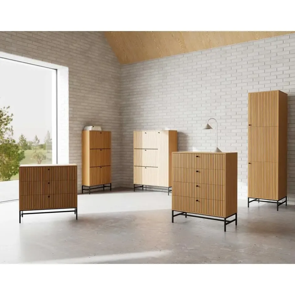 Hioshop Dylan schoenenkast 3 lades natuur