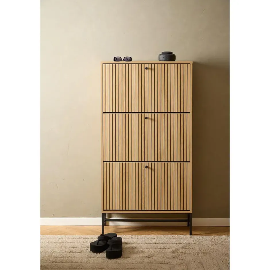 Hioshop Dylan schoenenkast 3 lades natuur