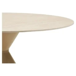 Hioshop Elin eetkamertafel Ø120cm keramische tafelblad sandkleurig