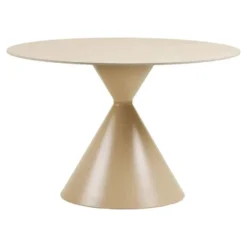 Hioshop Elin eetkamertafel Ø120cm keramische tafelblad sandkleurig