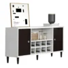 Hioshop Evolution dressoir 2 deuren- 1 plank- 8 flessen wijn wit- zwart